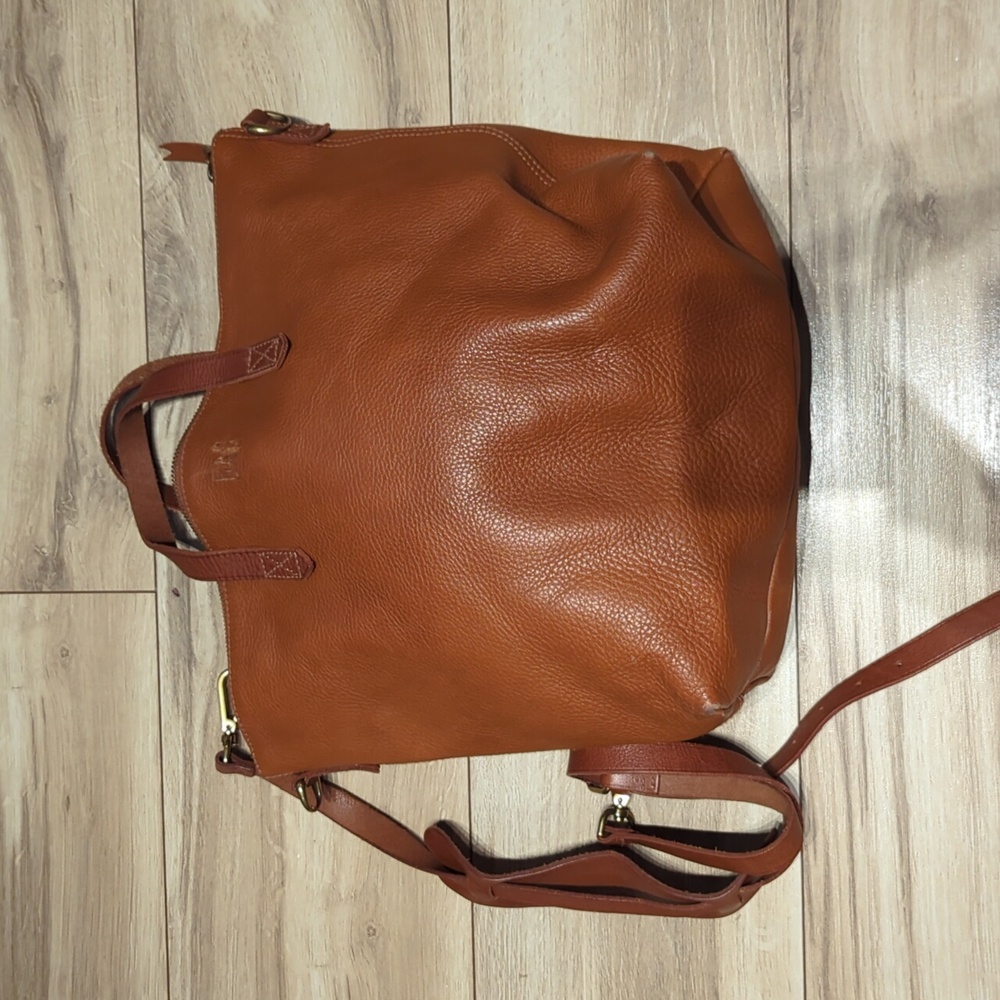 Madewell Transport Leather Tote Cognac with Strap